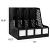 Deli Magazine File Book Holder Desktop Organizer , 4 Compartments, Plastic,Gray,Black 6