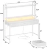 Satifur Computer Desk With Power Outlets & Led Light, 47 Inch Home Office Desk With 3 Drawers And Storage Shelves, Writing 2