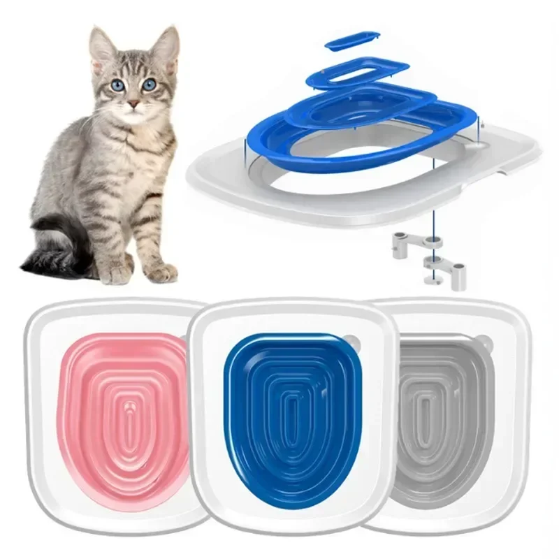 Plastic Cat Toilet Training Kit Reusable Puppy Cat Litter Mat Toilet Trainer Pets Cleaning Cats Training Product cat toilet trainer