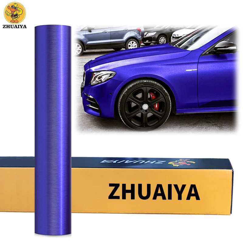 

ZHUAIYA 1.52x18M Brushed Aluminum Royal Purple Vinyl Wrap Auto Car Sticker Decal Film Sheet Bubble Free Air Release Technology