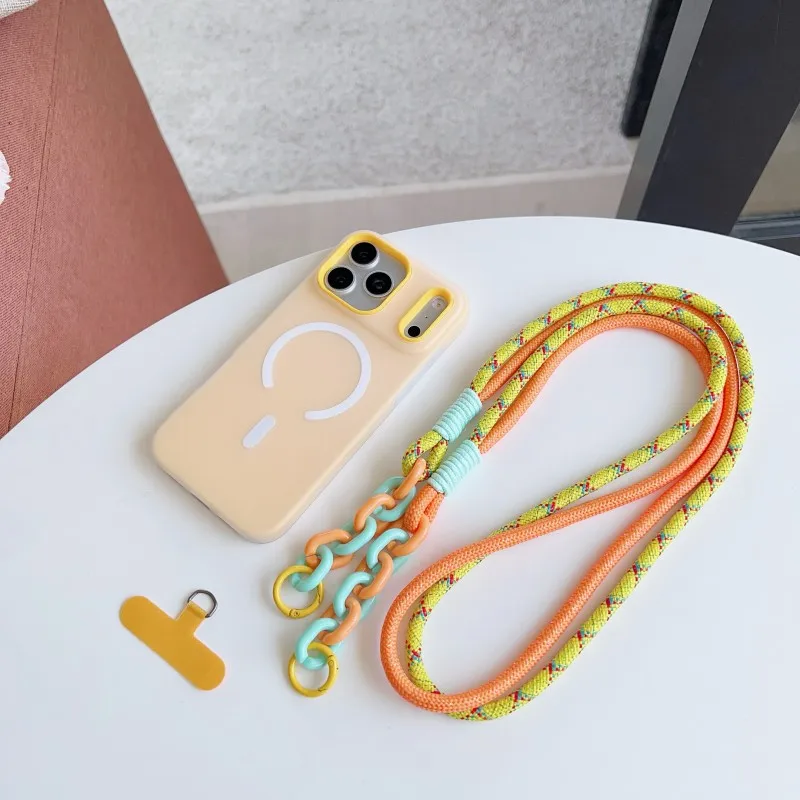 Magnetic Shockproof Candy Crossbody Lanyard Case with Braided Neck Strap