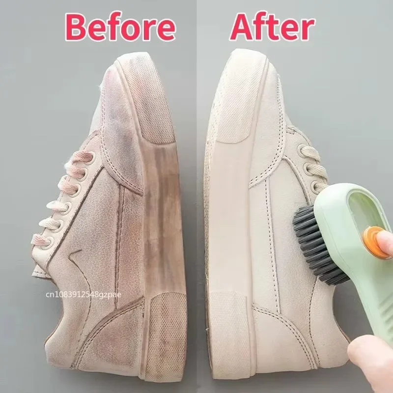 1pc Press Automatic Liquid Out Brush Multifunctional Long Handle Brushes Soap Dispenser Household Shoes Clothes Cleaning Tools 2