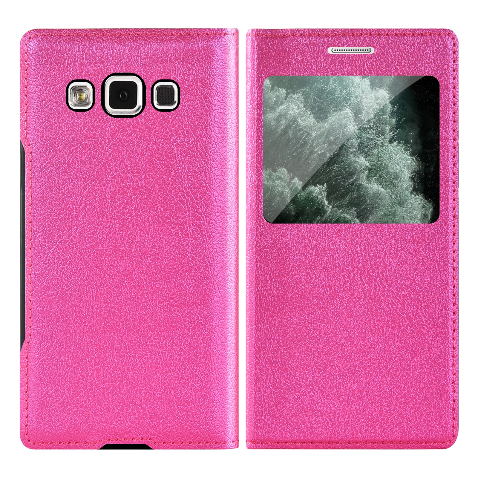 Sleek Transparent Window Flip Leather Phone Case