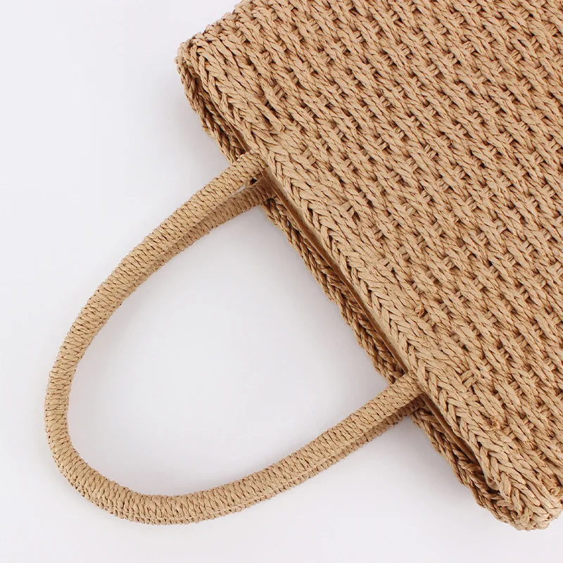 Top Handle Handbags Totes Square Weaving Ladies Straw Bag Summer Vacation Casual Clutch Bags Straw Bags Tote Summer Beach Large