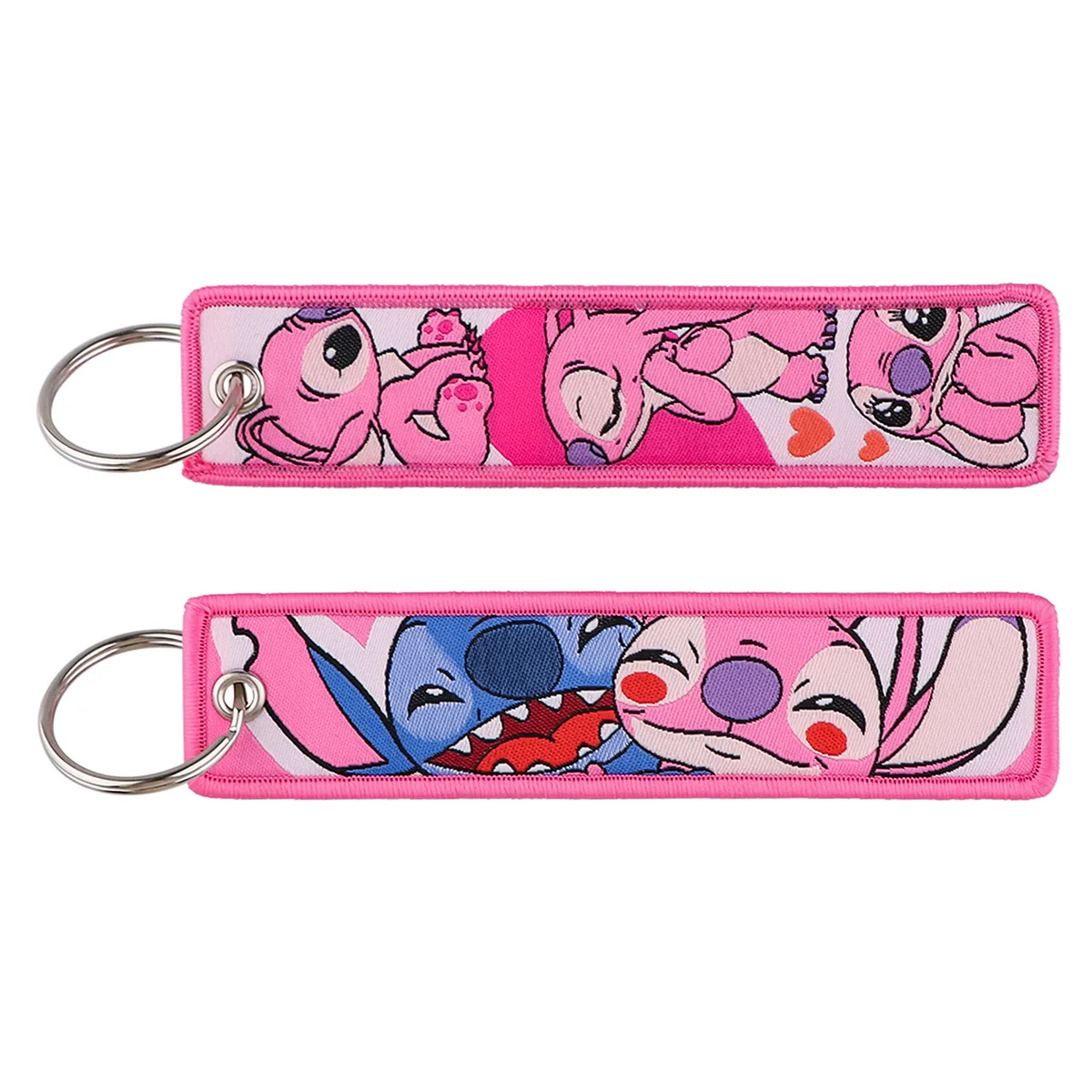 Cute Stitch Keychains Key Tag Blue Alien Keyrings for Car Keys Bags Women Men Cosplay Accessories Gift