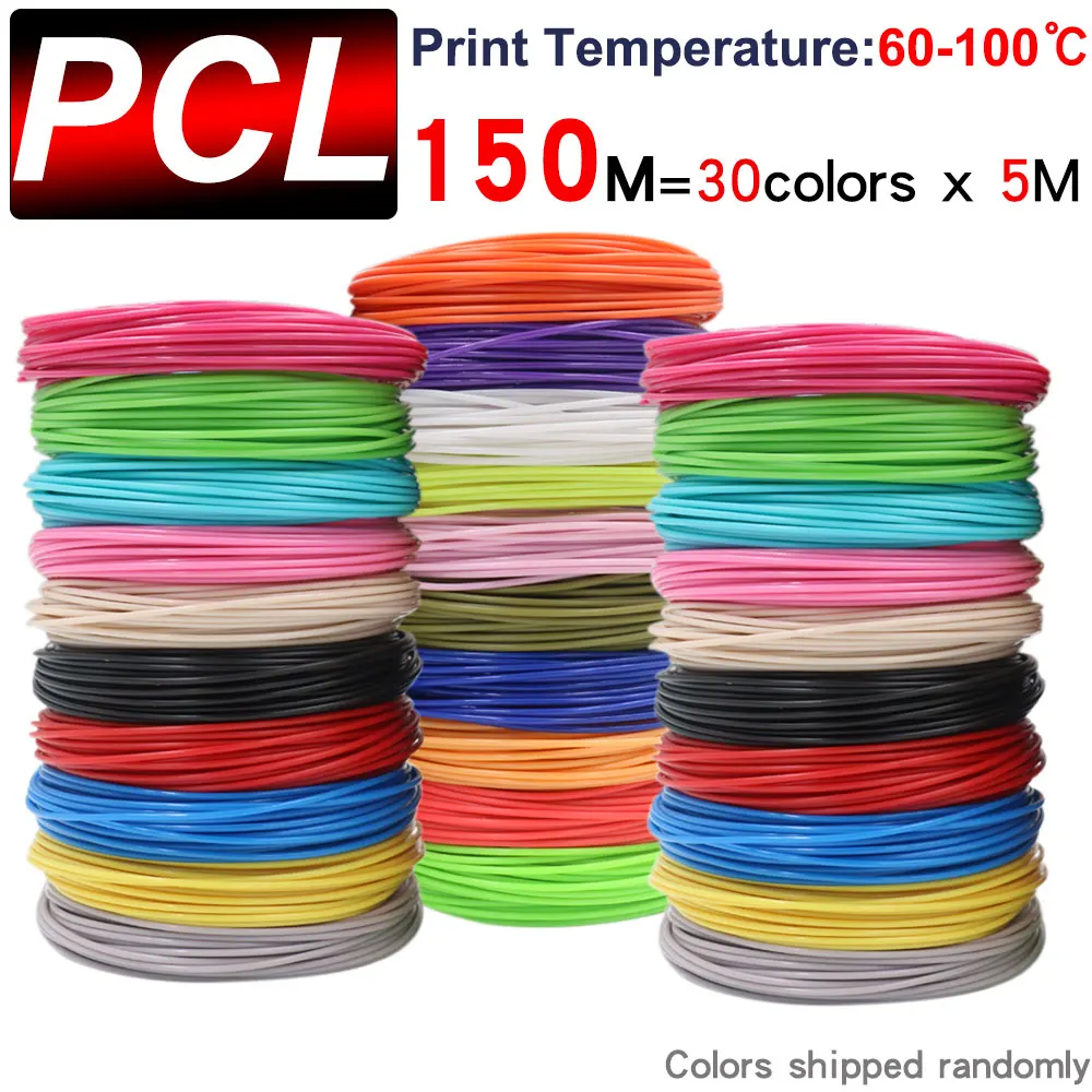 PCL Color Low-Temperature 3D Pen Filament 1.75MM, Suitable for Children's 3D Pens, Brightly Colored, Odorless and Smoke-free