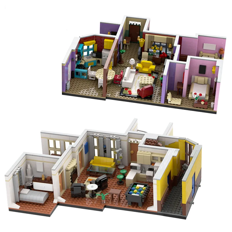 MOC Classic TV friend Show Monica's Six People Apartment Building Blocks  Kit Architecture The Best Friendship Toys For Children