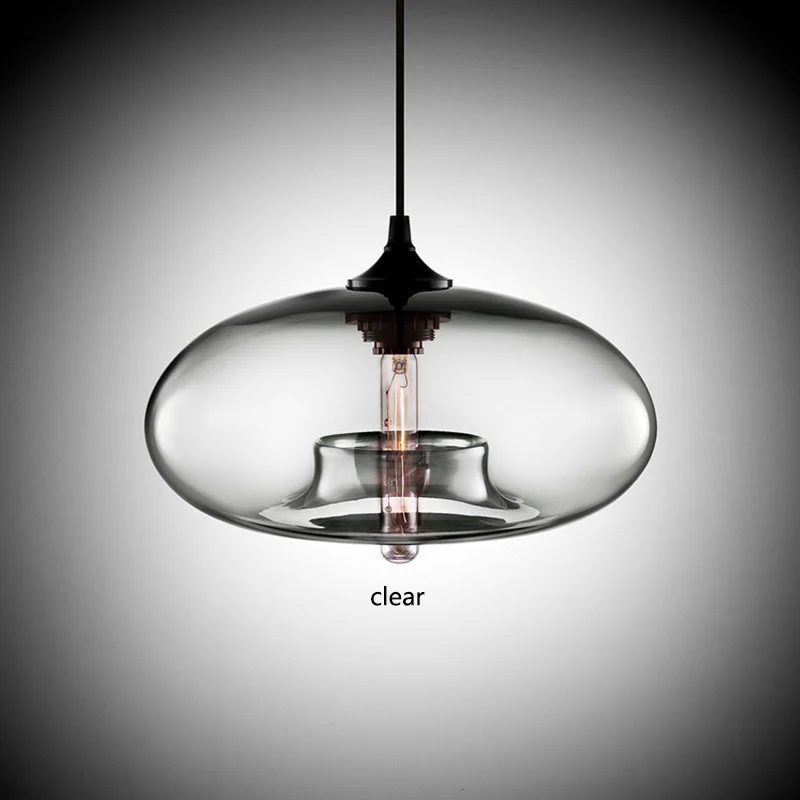 Nordic Creative Loft Pendant Lamps 7 Colors Glass Chandelier Industrial Hanging Lighting Fixtures E27/E26 for Kitchen Restaurant