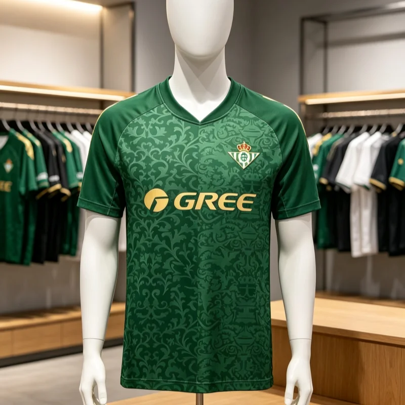 Betis Auswärtstrikot Saison 26-27 3D-Gedrucktes T-Shirt Herren Sportstil Sommer Atmungsaktiv Schnelltrocknend Eltern-Kind-Trikot