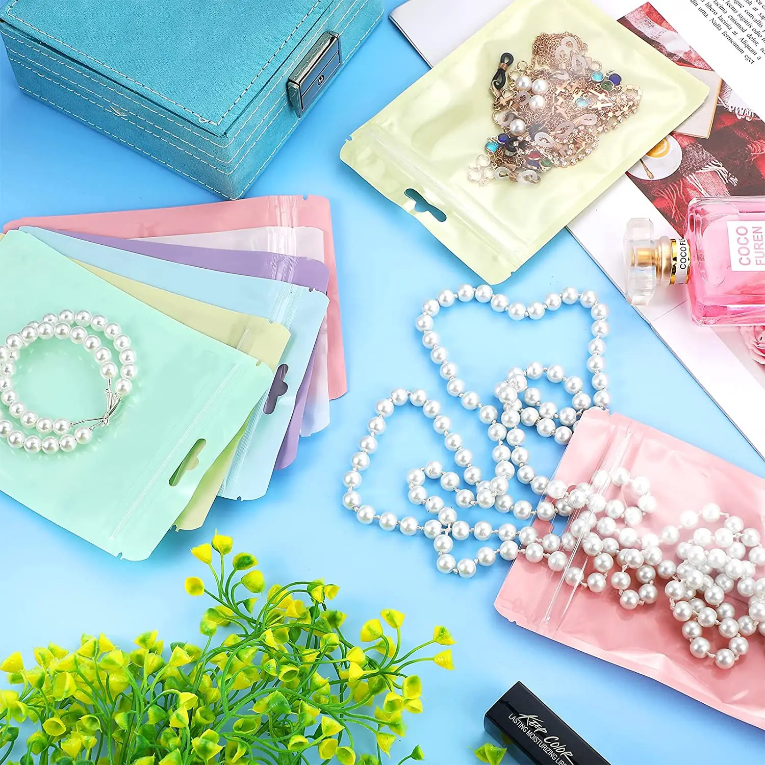 50pcs/lot Reusable Plastic Zip Lock Bags Transparent Macaron color Sealing Bag for DIY Jewelry Retail Display Wrap Packaging Bag