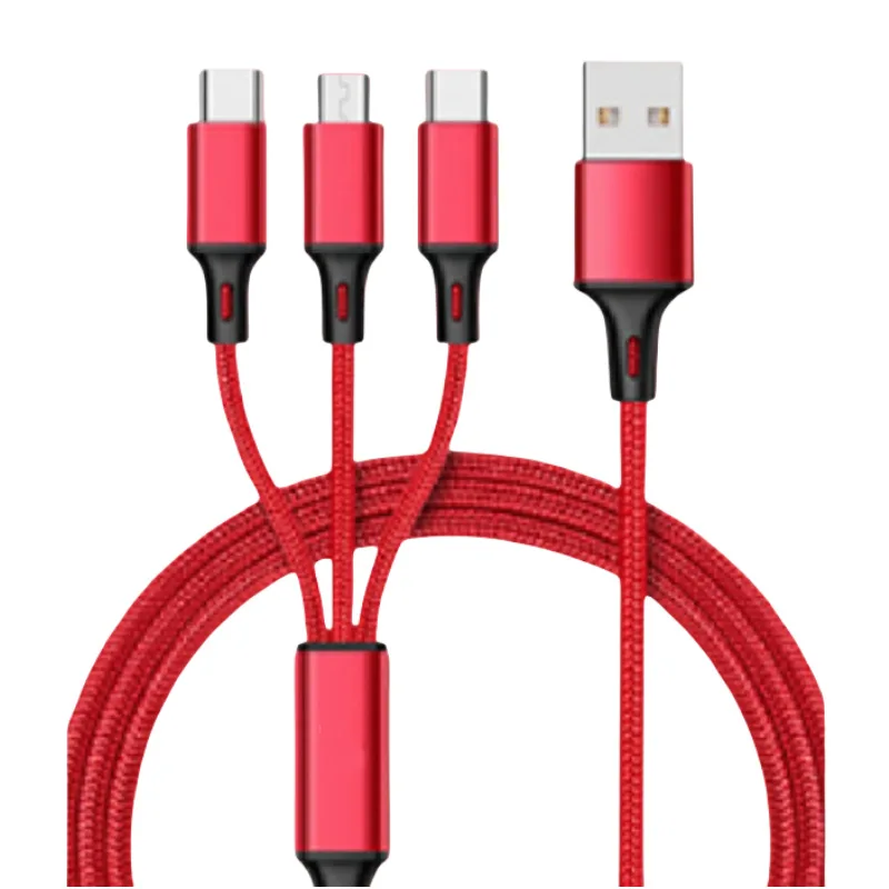 Data Cable One Drag Three Data Cable for Apple Android Typec 3-in-1 Fast Charge 1.2m Nylon Braid Convenient and Fast Data Transmission