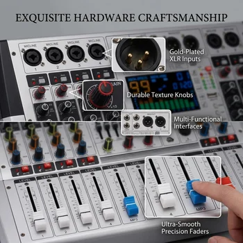 VR-6 PRO Amplifier Mixing Console with Bluetooth DJ Audio Mixer | 550W High Power Output, 99 DSP Effects, Large Screen Spectrum Display, Intelligent Noise Reduction for Bar Stage, Studio 5