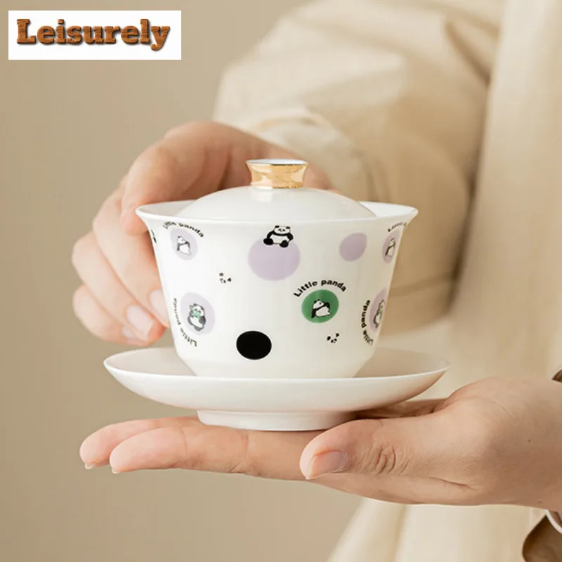 Cute Panda Ceramic Tea Set Complete Set Zen Tea Ceremony Set Household Teapot and Tea Cup Set Tea Services Supplies Decoration