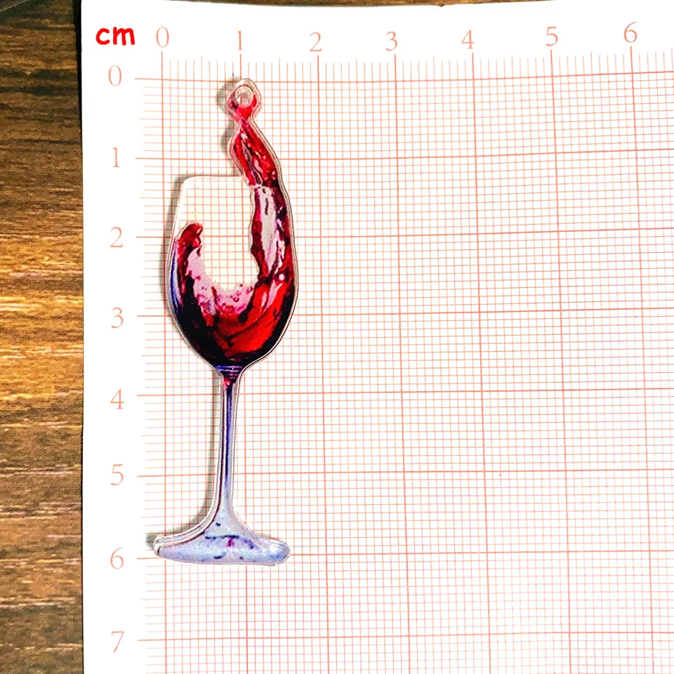 Orecchini per bicchieri da vino da donna, orecchini pendenti da vino, Goccia pendente per vino in acrilico, Orecchini in vetro di vino rosato da donna, regali di Natale per le donne, San