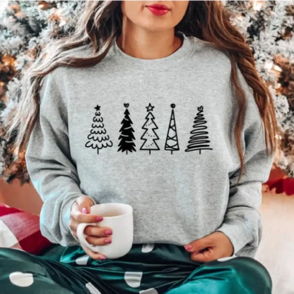 Christmas Trees Sweatshirt Family Sweat Cute Pullover Casual Street Tracksuit Harajuku y2k All-Match Hoodies tiger animal 3d print t shirt summer street tracksuit short sleeve men s clothing round men shorts neck casual tops pants set