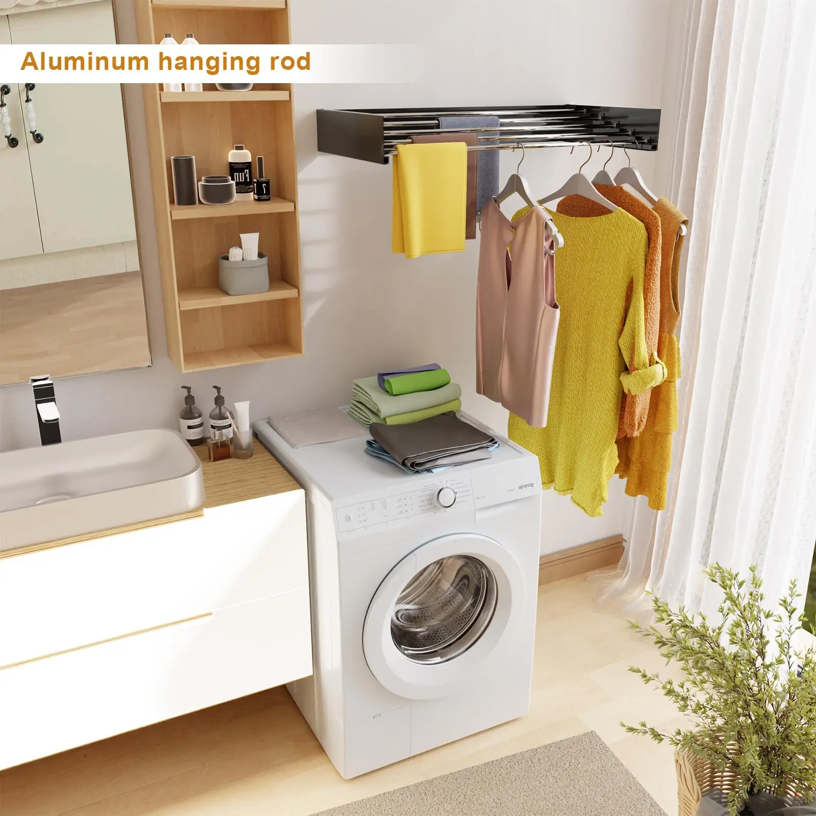 Stainless Steel Laundry Drying Rack, Collapsible Wall Mounted, Space Saving, Clothes Drying Rack, Foldable, 80cm 4