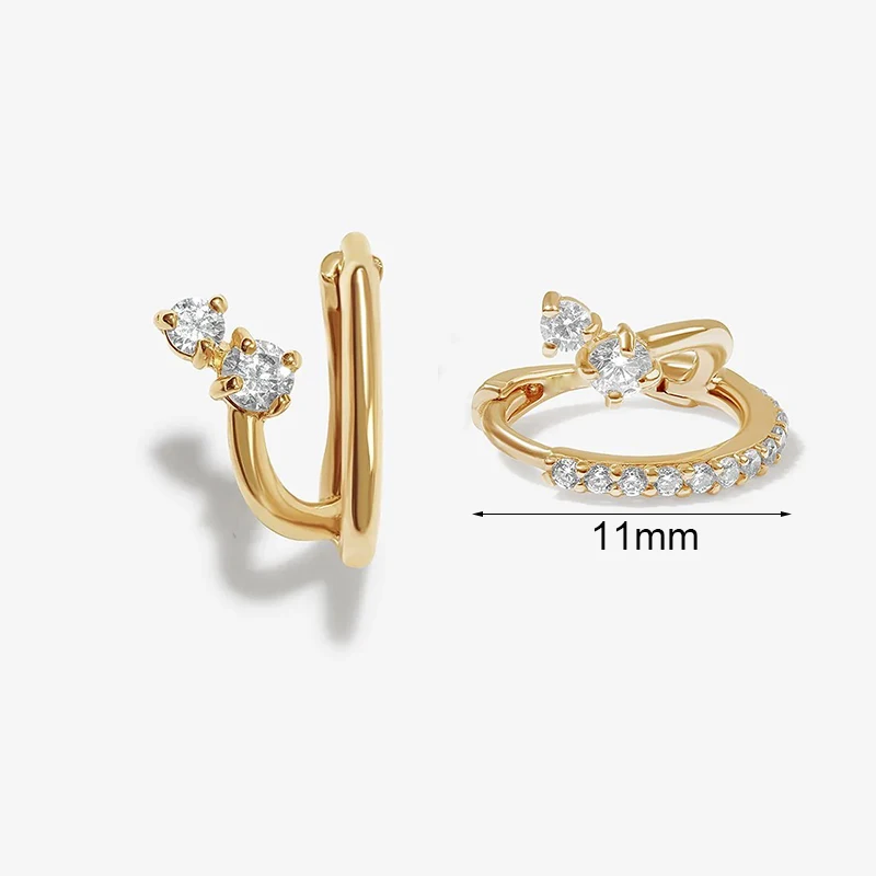 Crmya Classic Earrings for Women Zirconia Gold-plated Ear Cuff Stud Hoop Earrings Women Party Jewelry Accessories Wholesale - Image 4