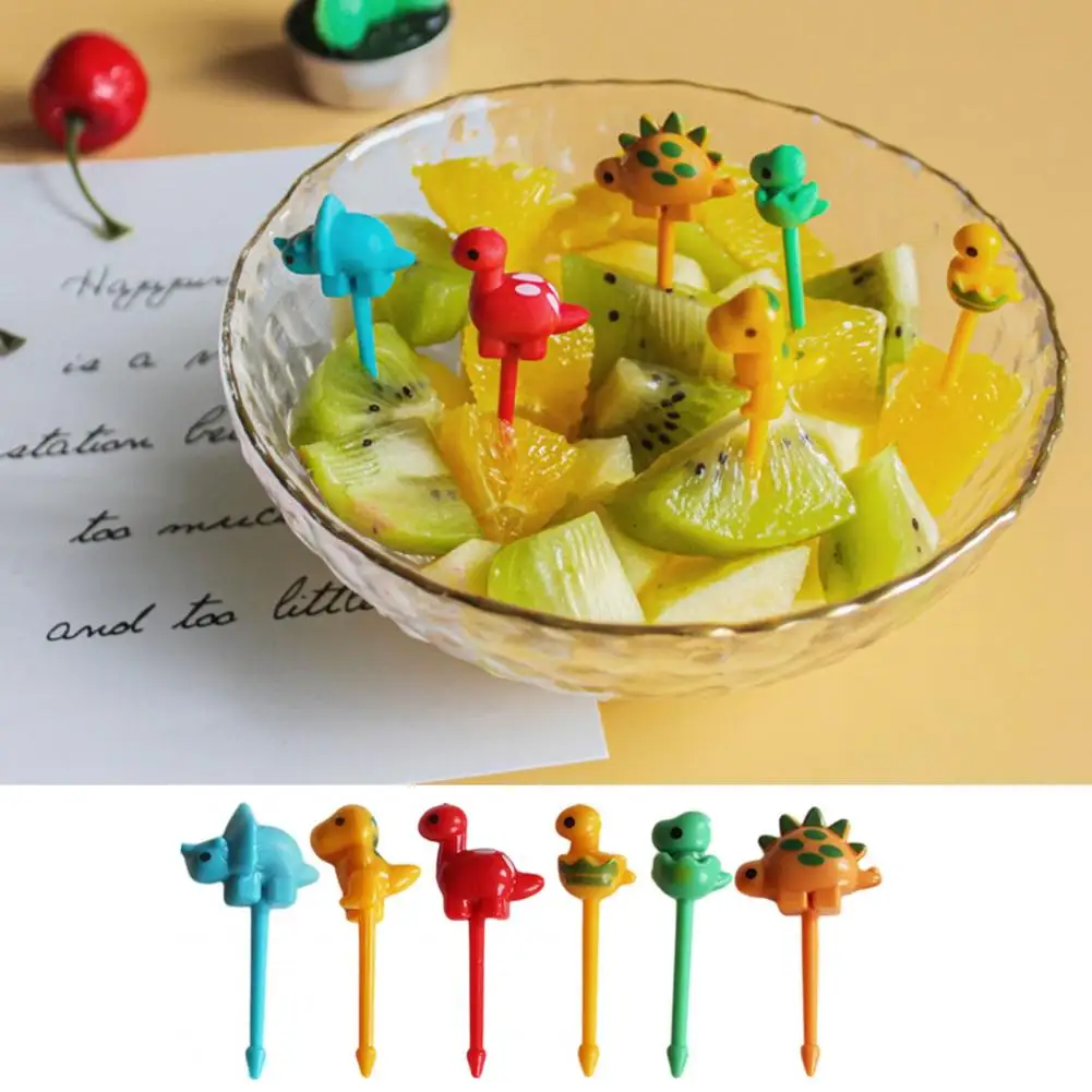

6Pcs/Set Adorable Mini Dinosaur Fruit Forks Cute Cartoon Animal Bento Stick Decoration Fork Fruit Stick