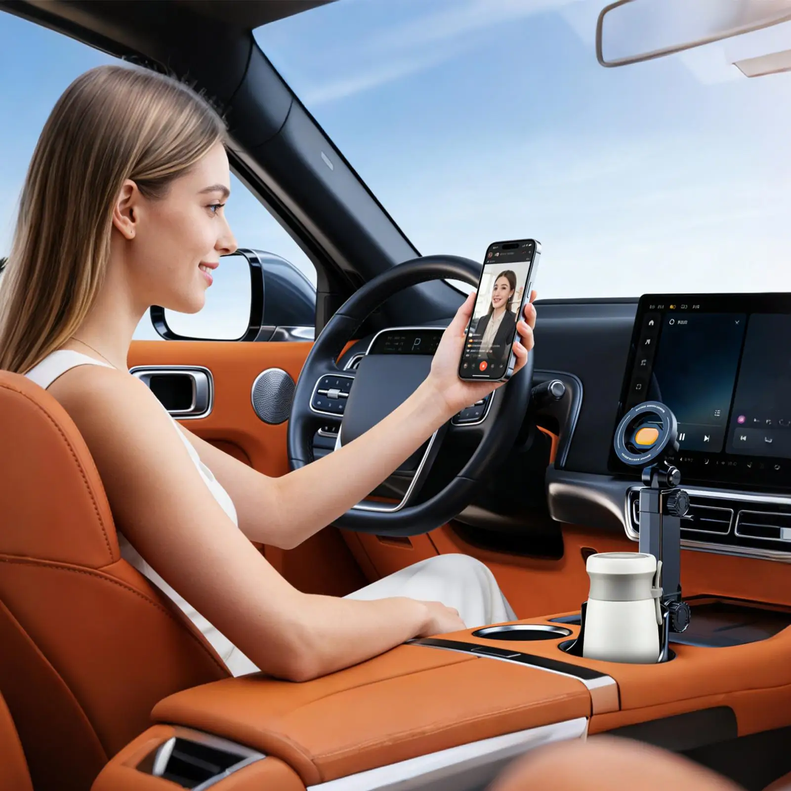 Accessorio Auto Salvaspazio: Portabicchieri e Supporto Telefono con Magnete Potente, Facile da Usare per Mani Libere e Sicure - Image 2