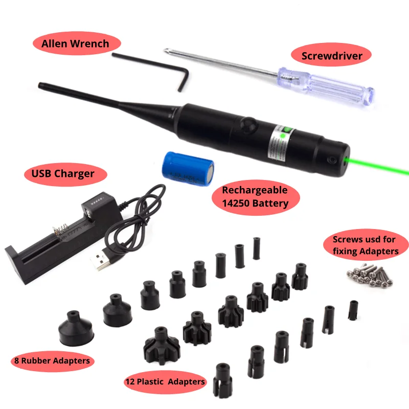 Green Red Laser Boresighter Kit for Rifle .177 .22 Caliber to.78 Red Laser Collimator Universal Bore Sight