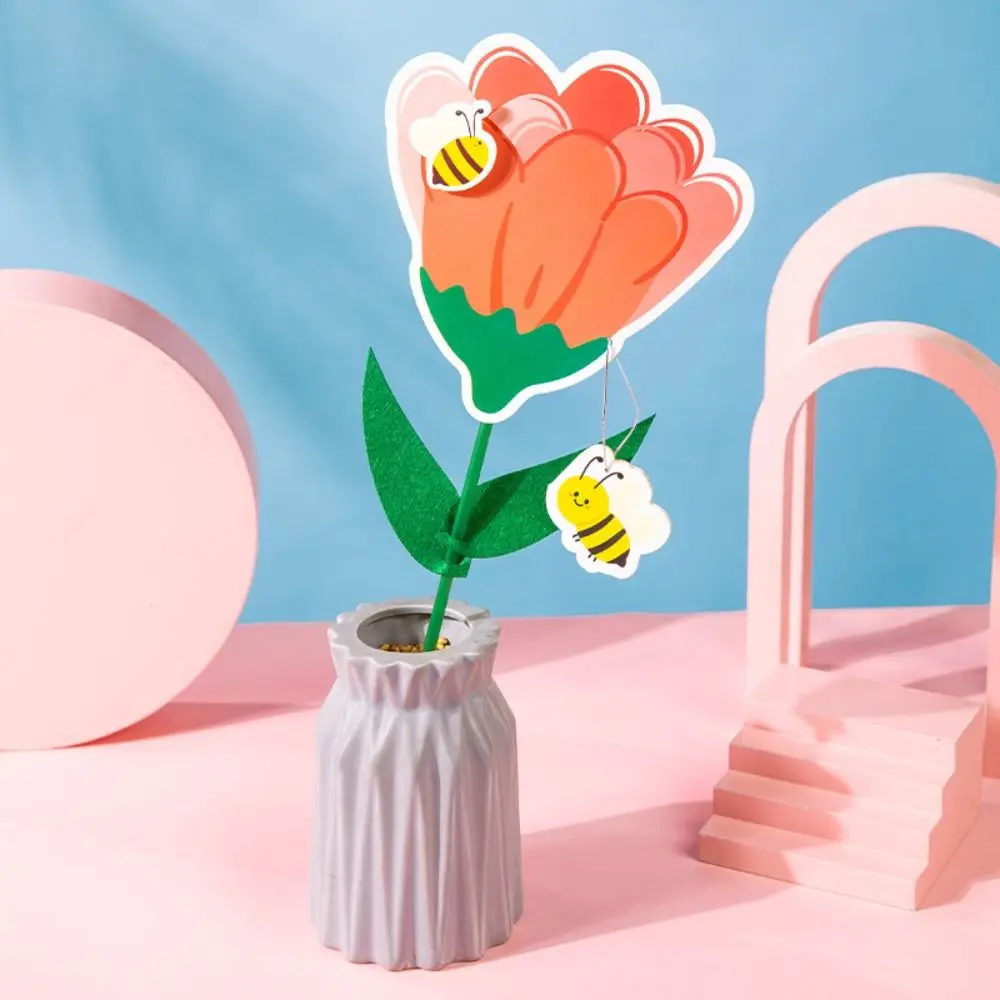 

Creative Kids Pupil Blessing Flower Shape Mother's Day Card Flowers Bouquet Materials DIY Handmade Materials Handcraft Postcard