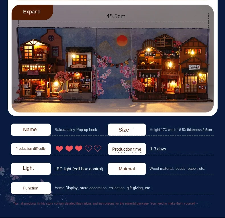 رف الكتب الخشبي المصغر لبيت الدمية، مع رفوف لإدراج...