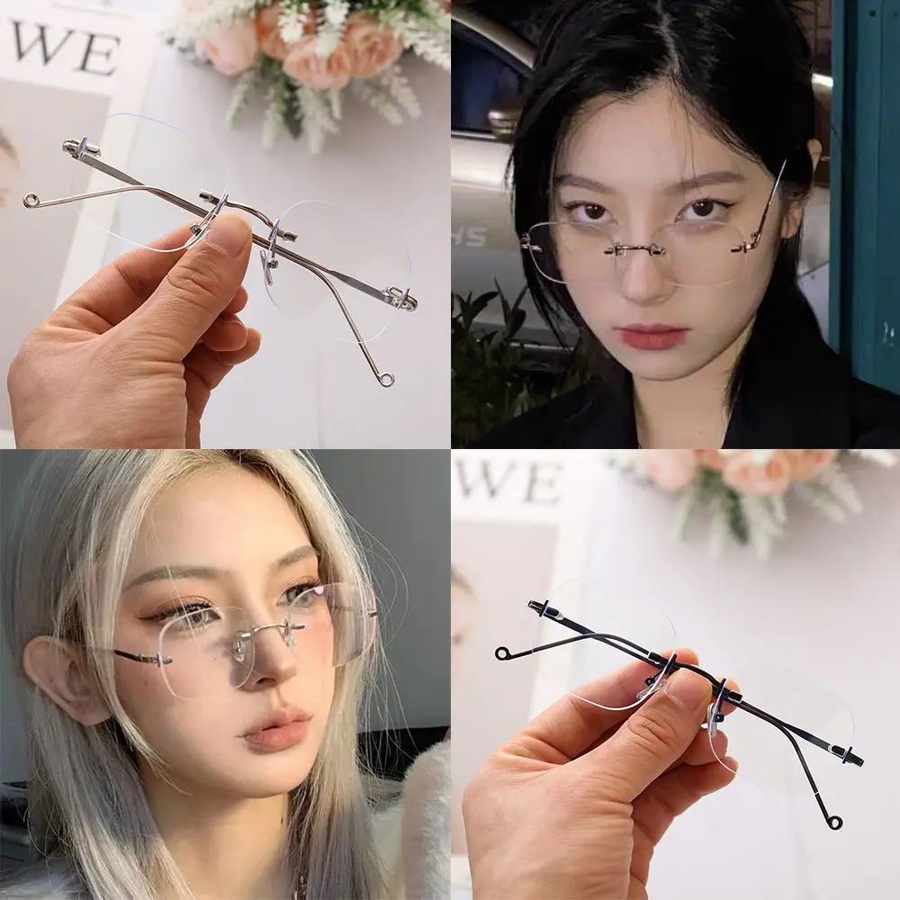 Gold Silver Anti Blue Light Metal Square Glasses Frameless Eyewear Zero