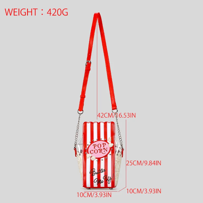 Creative Popcorn Bucket Designer Crossbody Bag for Women Funny Cute Shoulder Bags for Girls Novalty Small Female Phone Purses