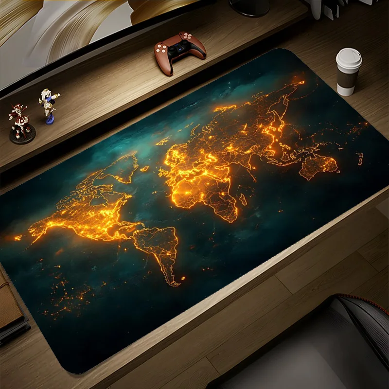 World Map Retro Office Desk Pad - Large 90x40cm Gaming & Home Accessory