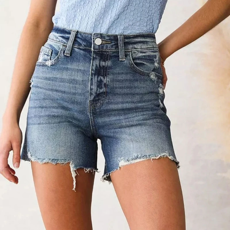 

Fashion Vintage Summer Women Ripped High Waisted Denim Shorts Casual Pocket Short Jeans Streetwear Ladies Hotpants Shorts