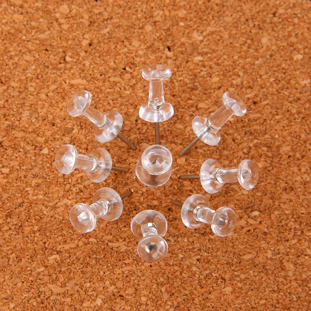 200pcs/box Transparent Clips Push Pins, Wall Boards Calendars Photos Plastic Thumbtacks Mail School Office Supplies Stationery
