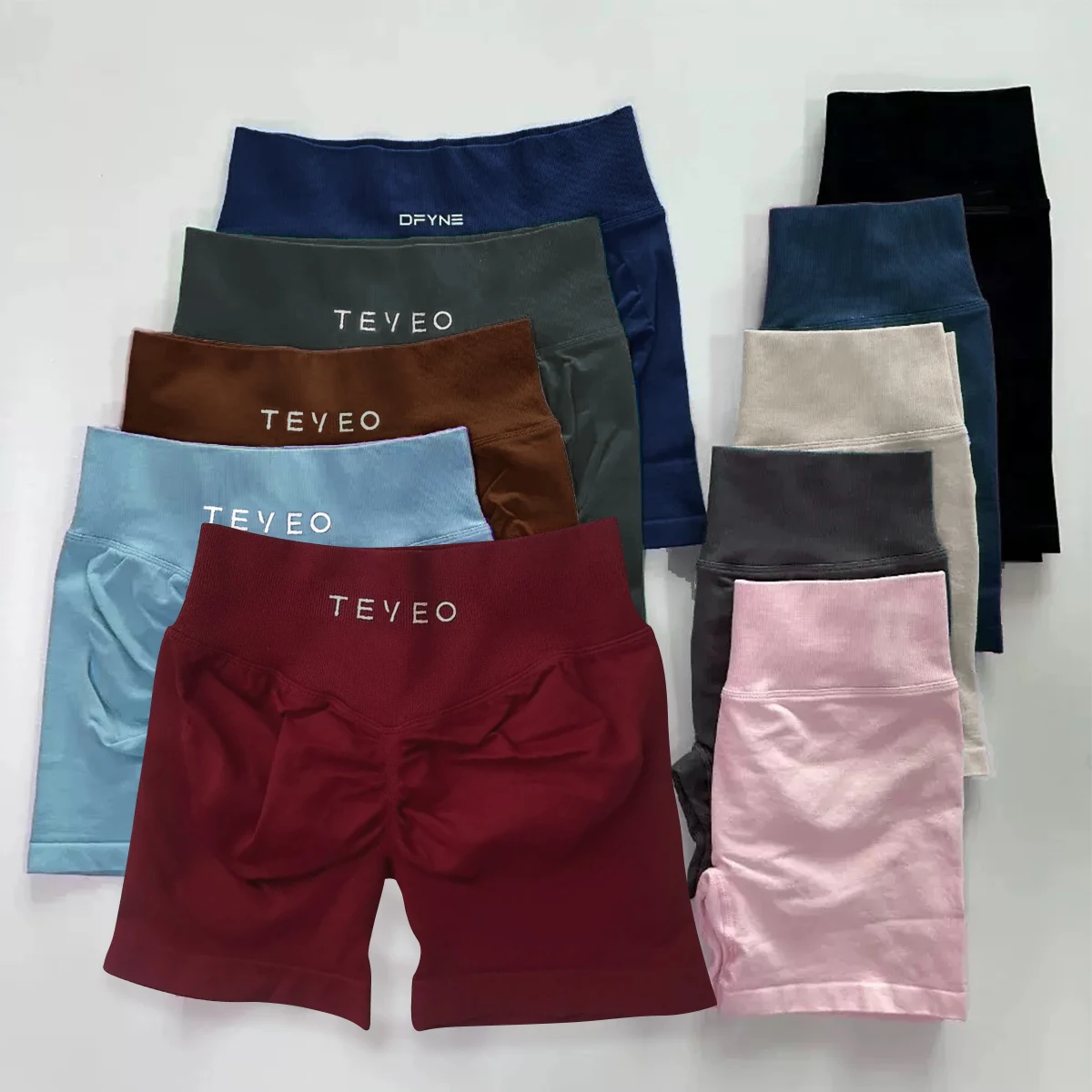 TEVEO Yoga Shorts Woman Stretch Breathable Peach Hip Fitness Running Shorts Hip High Stretch Sweat Wicks Gym