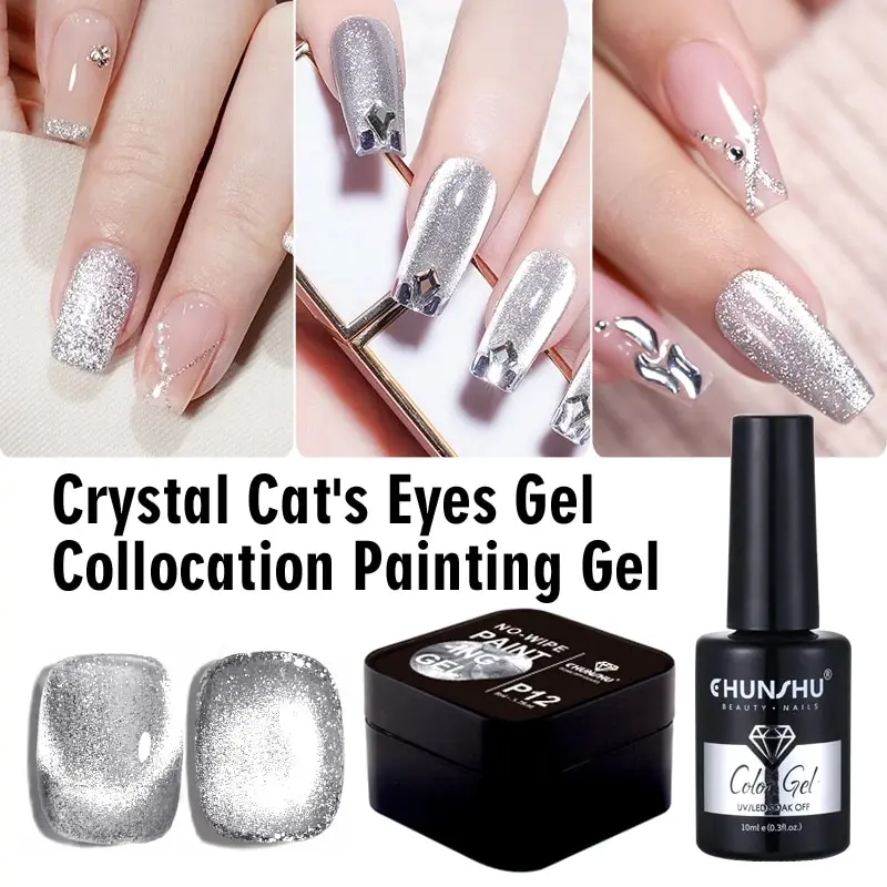 5Ml Silver Platinum Gel + 10Ml Spar Magnetic Cat Eye Gel Smalto Per Unghie Con Magnete Soak Off Gel Glitter Riflettenti Semipermanenti