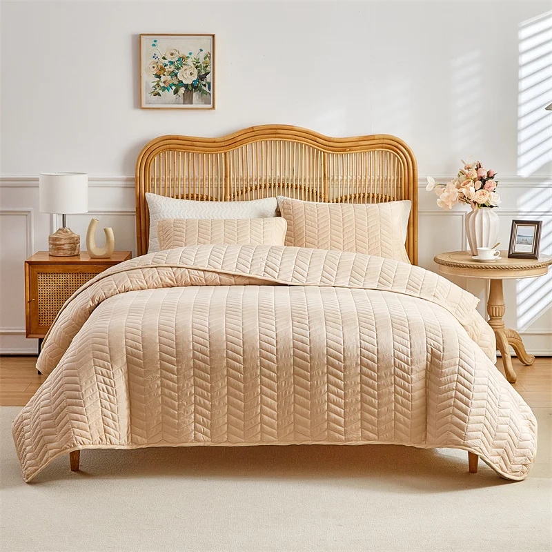 모던 퀼트 침대보 세트 밀짚무늬 폴리에스터 두꺼운 침대 커버+베개 커버 미국 풀/퀸/킹 사이즈 여름 이불 드롭쉬핑