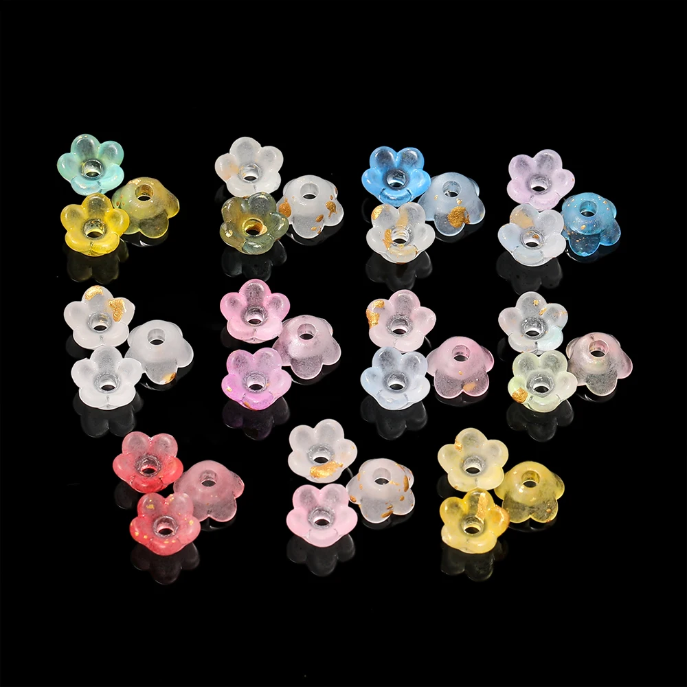 50Pcs/lot Gradient Flower Acrylic Beads Bellflower Spacer Beads Caps for DIY Charms Bracelets Jewelry Making Findings Accessorie 3