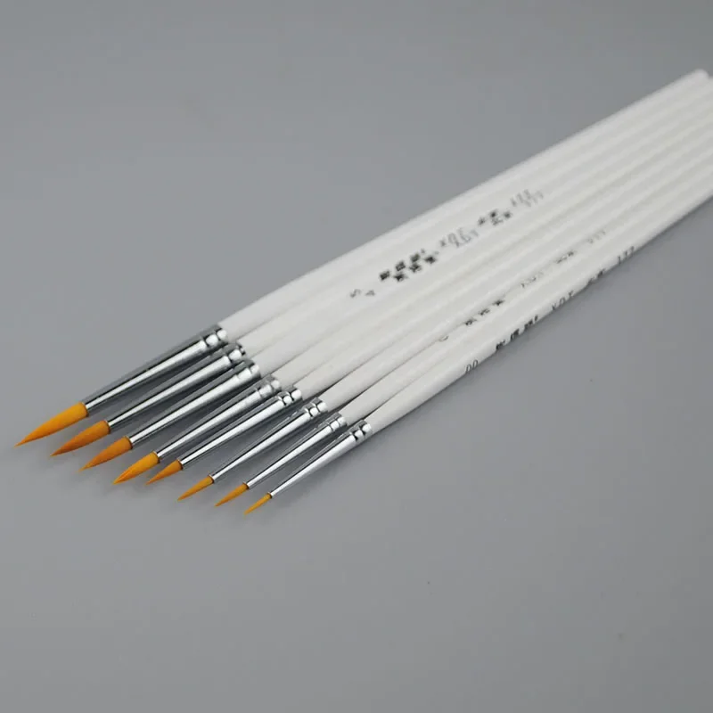 8pieces /lot 00#~6# Outline Pen Pointed Painting Brush Combo for Model Building Military Model DIY X377