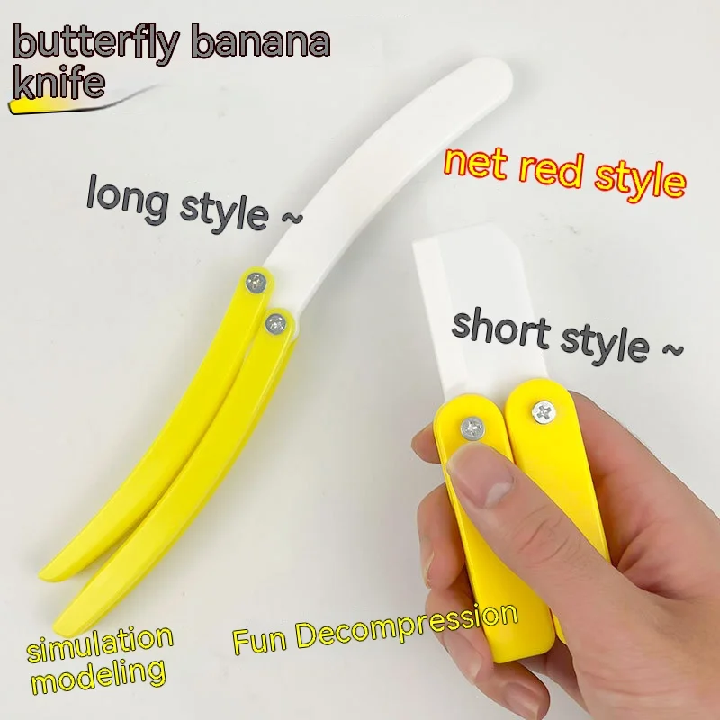 Stampa 3D Gravity Knife Banana Cub Jumping Small Mini Model Pendant Push Card Mini Butterfly Knife Decompression Toy