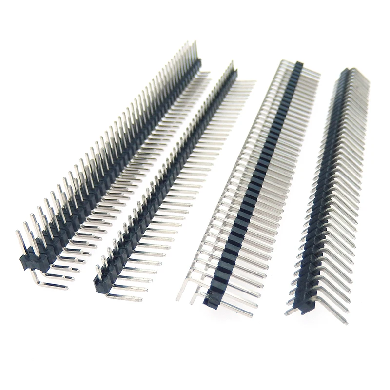 10pcs 1x40 2X40 40Pin 80PIN 2.54mm right Angle single row Pin head male 90 degree Pin connector Double row pin