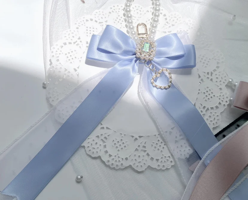 Mine Series Mass-Produced Handmade Dot Mesh Pearl Bowknot Bag Pendant Sweet Bag Accessory Lady Girls Bag Charms