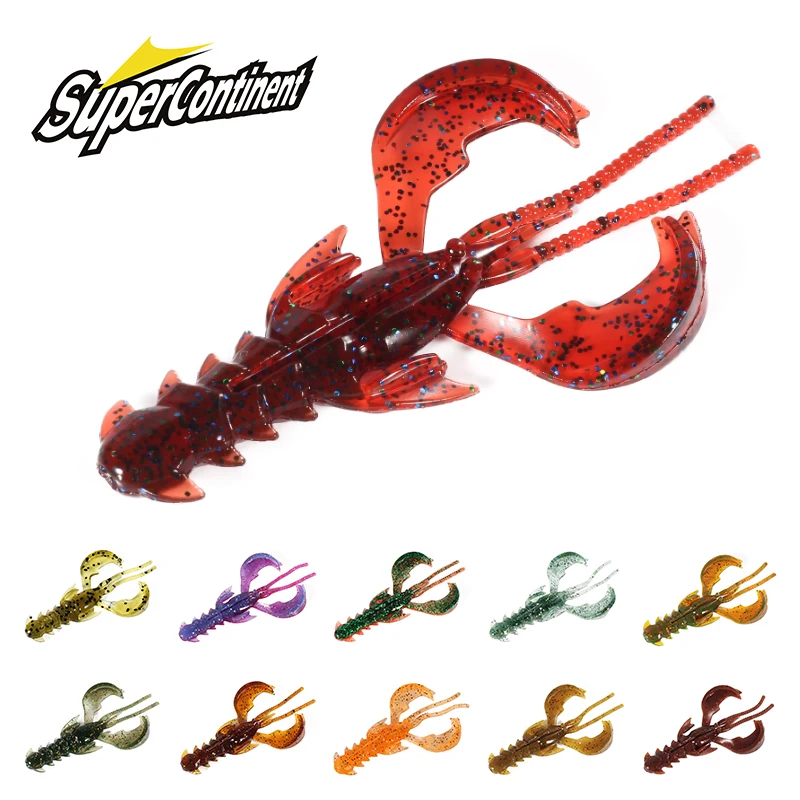 Leurres souples Supercontinent Crazy Lures 65mm et 40mm en forme de crevette et homard pour la pêche