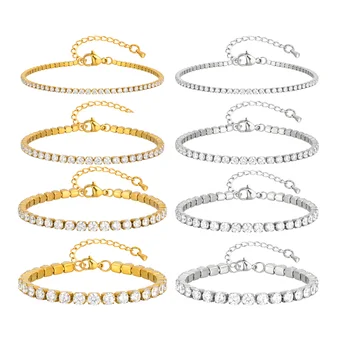 2/3/4/5MM Luxury Zircon Tennis Chain Bracelet for Women, Stainless Steel Bracelet Zircon Chain Bracelets, Dainty Jewelry Gift