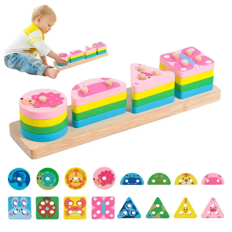 

Color Sorting Toys 17pcs Educational Shape Sorting Toy Portable Kids Toys Safe Montessori Toys For Boys Girls Kids Aged 1