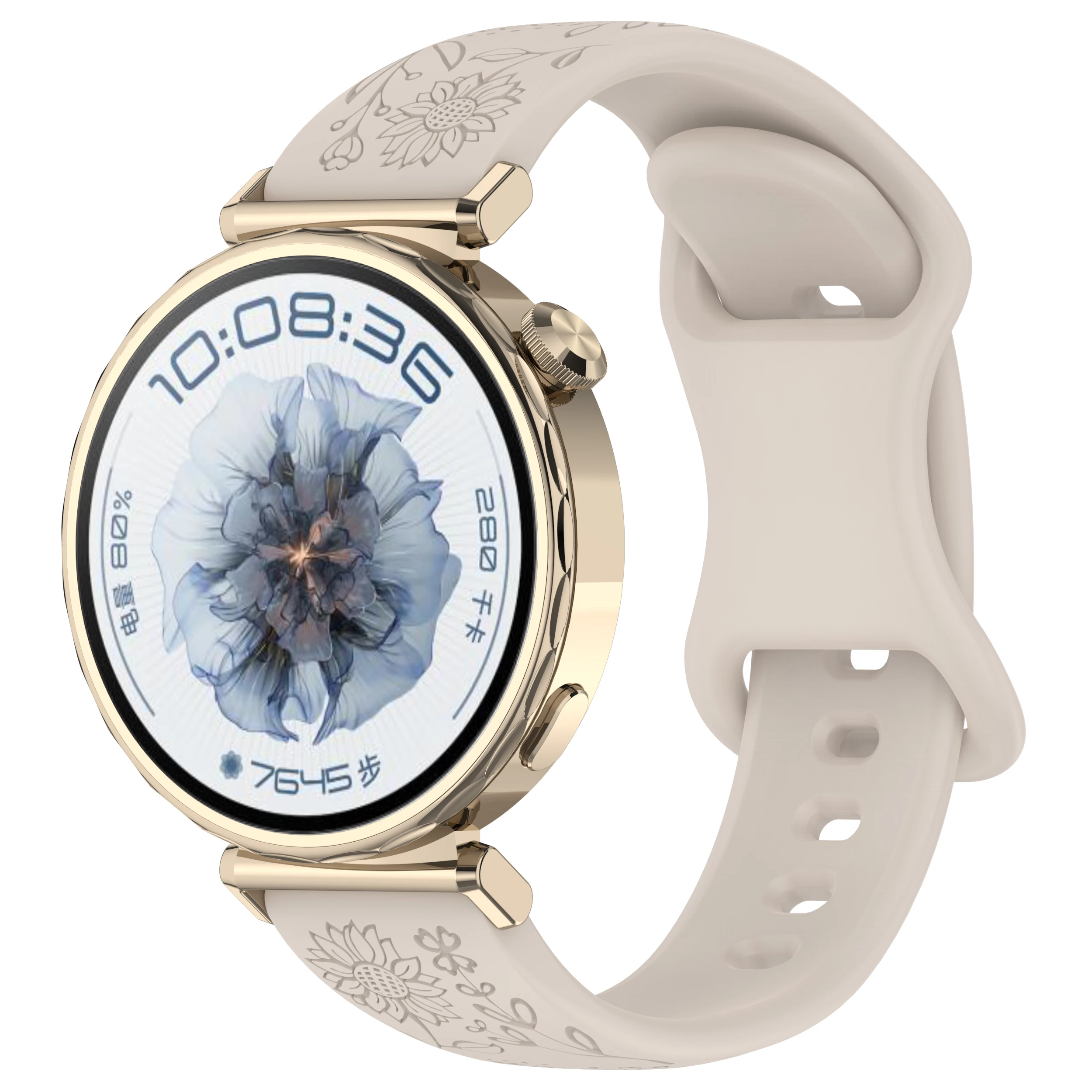 Floral Engraved Sport Watch Bracelet Strap - 18mm/20mm