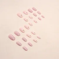 24 PCs Short French Simple Flower Nails with 1 Jelly Gel and 1 Nail File 3