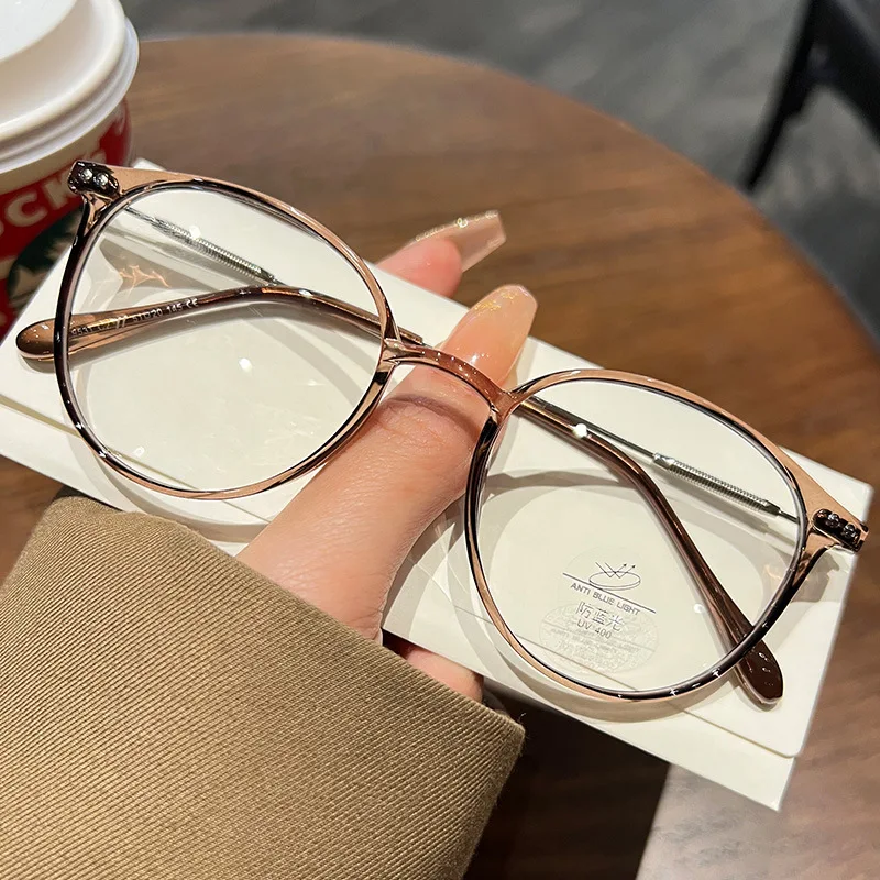 Myopia Glasses for Women Men Luxury Round Frame Anti Blue Rays Near Sight Eyewear Optical Minus Eyeglasses Diopter 0 TO -4.0 - 3