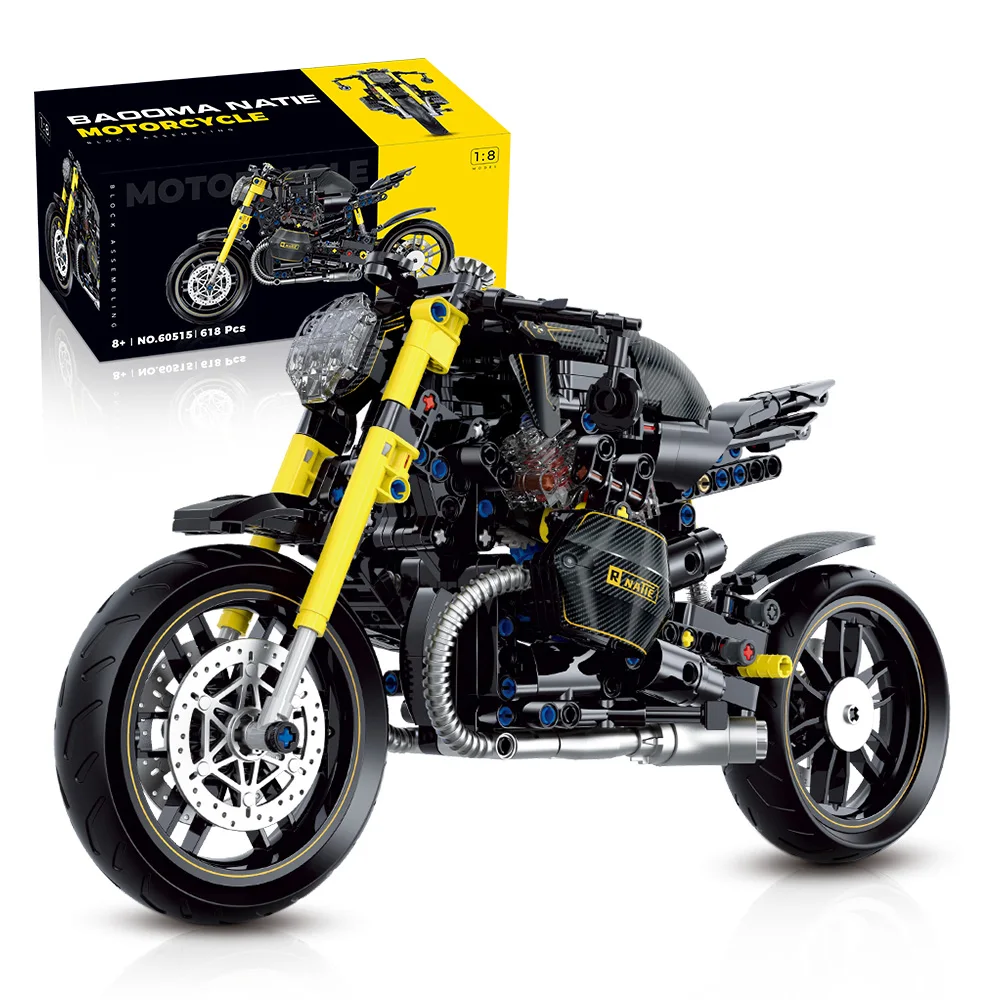 1:8 586PCS High-tech Classic Motorcycle Building Model Blocks Motor City Racer Bricks Toys for Boys Childrens Halloween Gifts 5