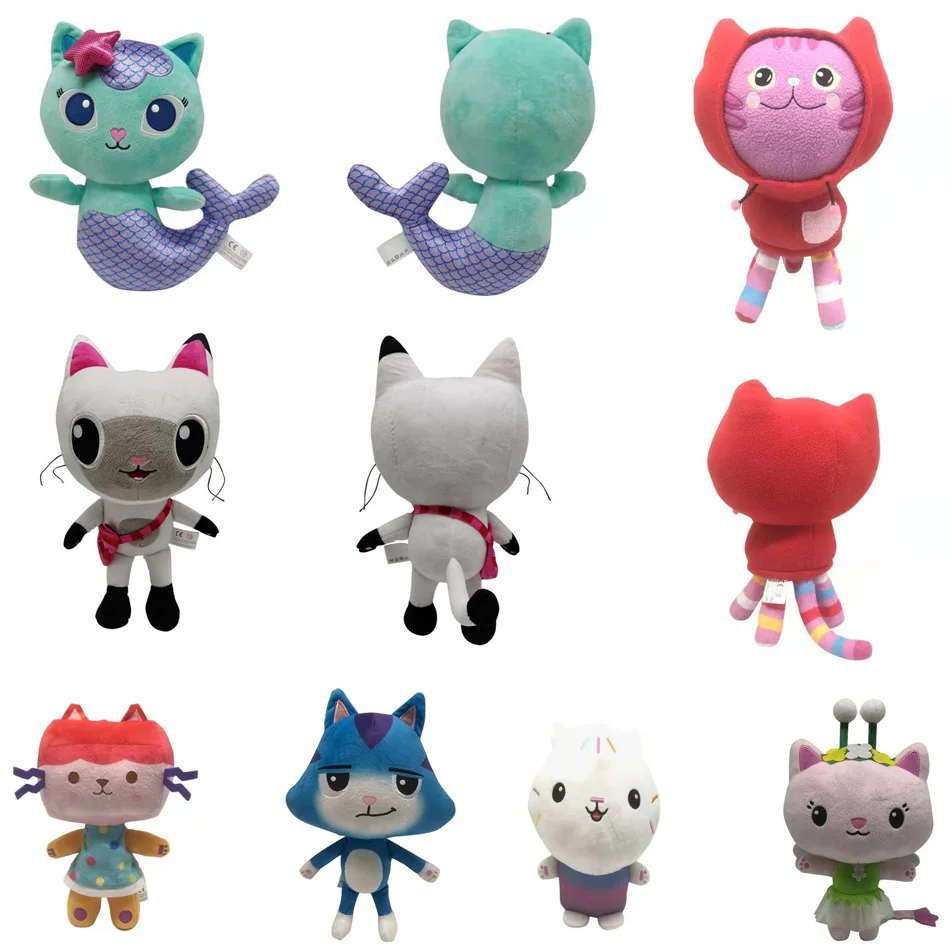 25cm Gabby Dollhouse Plush Toy Cartoon Stuffed Animal Toy Lovely Mermaid Cat Doll Mermaid Plushie Dolls Kids Favor Gift Toys2022 48 pcs ball pencil pencils for kids children with eraser party sports lovely gifts favor pattern