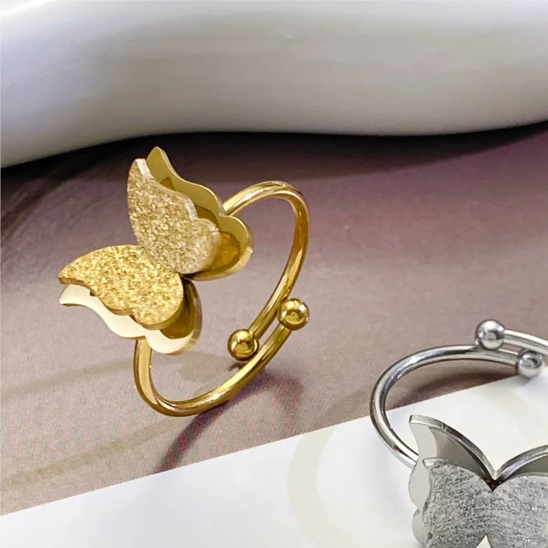 Elegant Double Butterfly Shape Ring for Women Simple Fashion Wedding Rings Jewelry Gifts