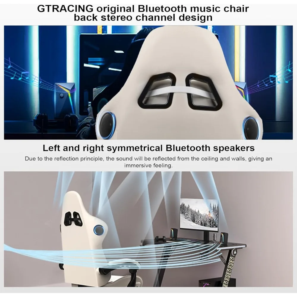 Gaming Chair, Computer Chair with Footrest and Bluetooth Speakers, High Back Ergonomic Gaming Chair 5