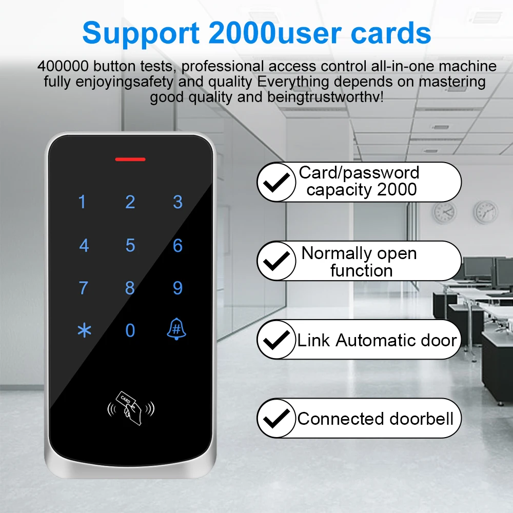 Access Control Digicode Keypad RFID 125KHz Keyboard Backlight Touch Door Opener